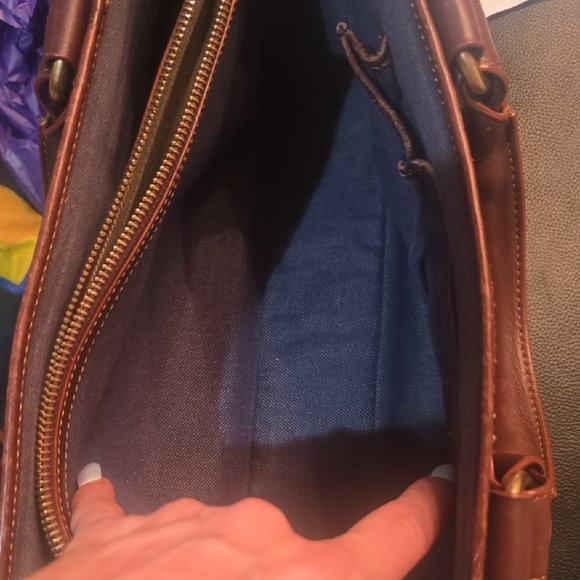 Celine Blue and Brown Satchel with Geometric Pattern AUTHENTIC - Picture 11 of 16